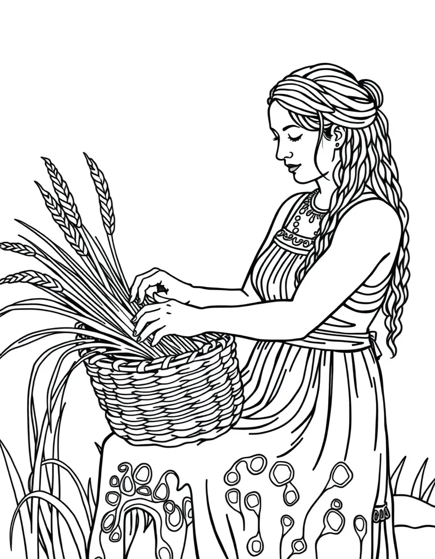 (South Carolina) Sweetgrass basket and weaving lady