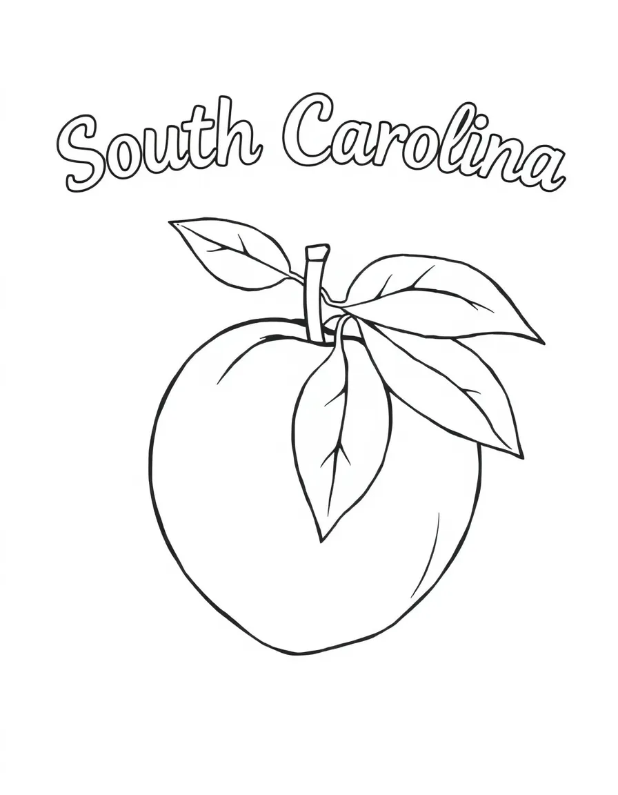 (South Carolina) A peach with “South Carolina” written above