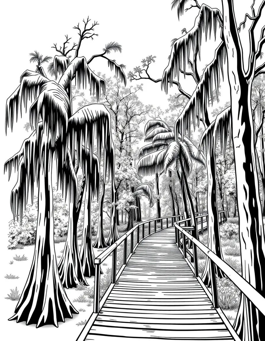(South Carolina) Congaree National Park trees and boardwalk