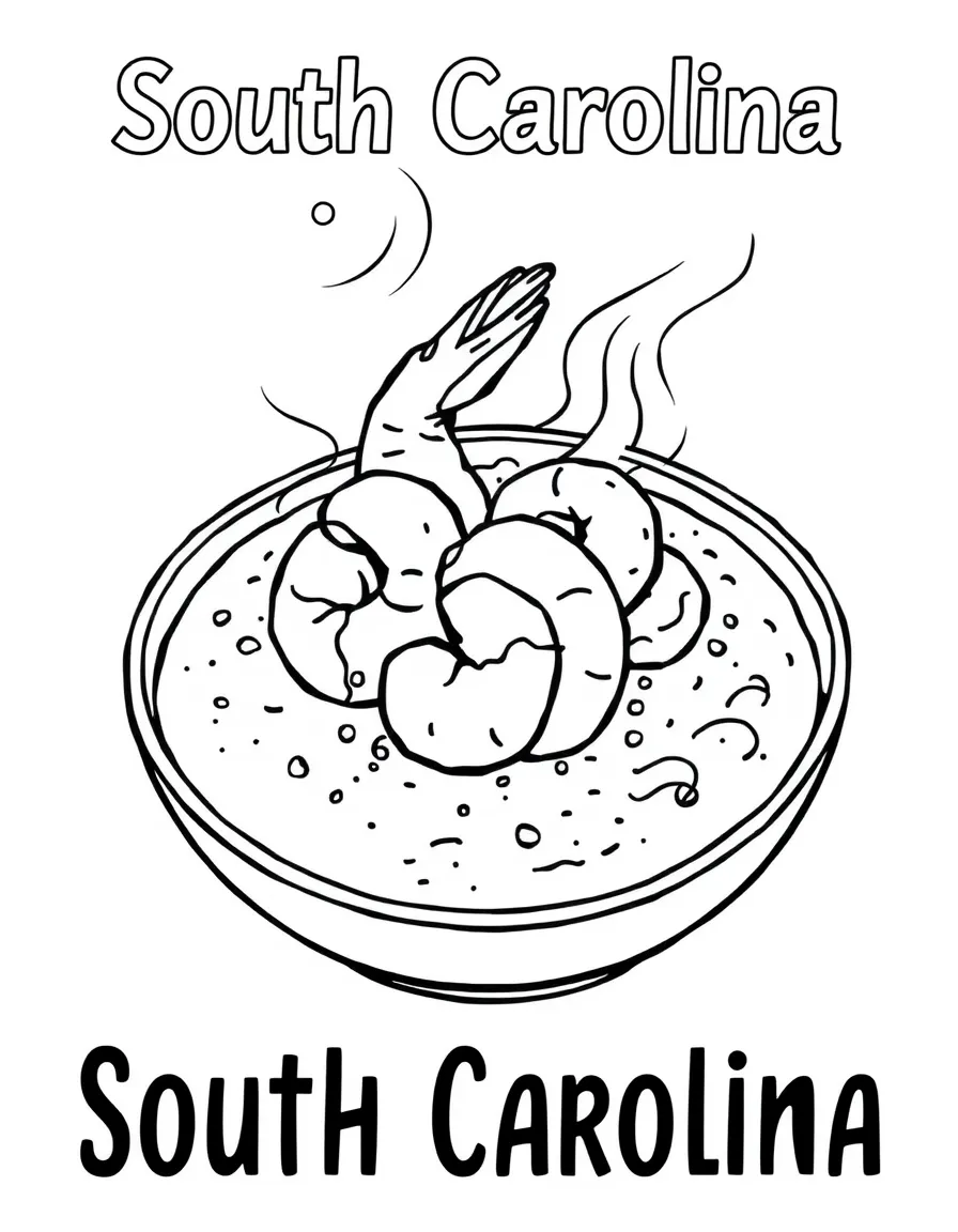 (South Carolina) A steaming bowl of shrimp and grits