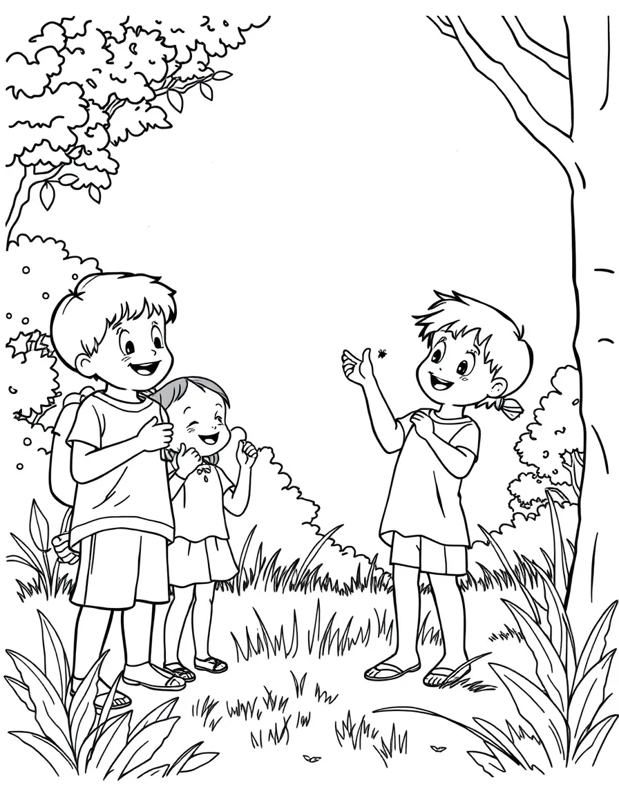 (South Carolina) Kids catching fireflies at night