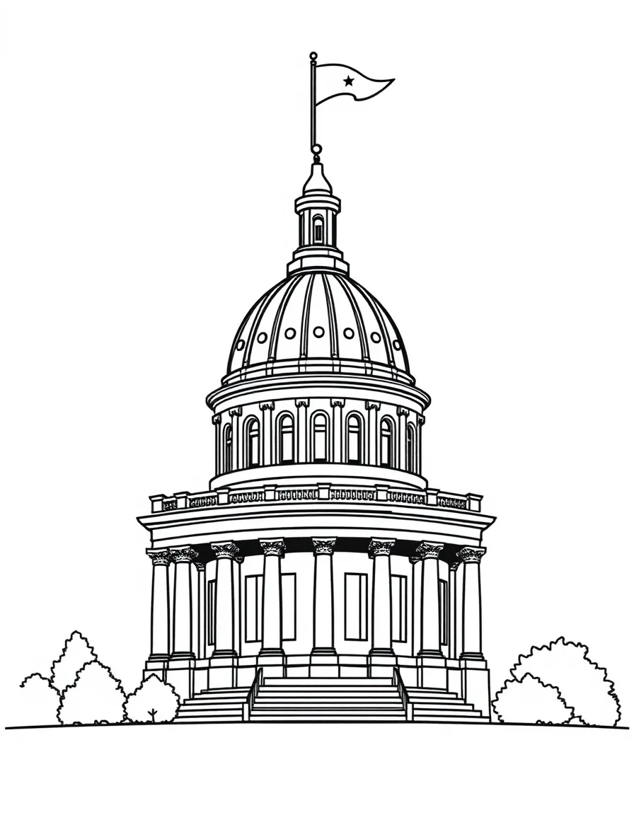 (South Carolina) The State House dome with a waving flag