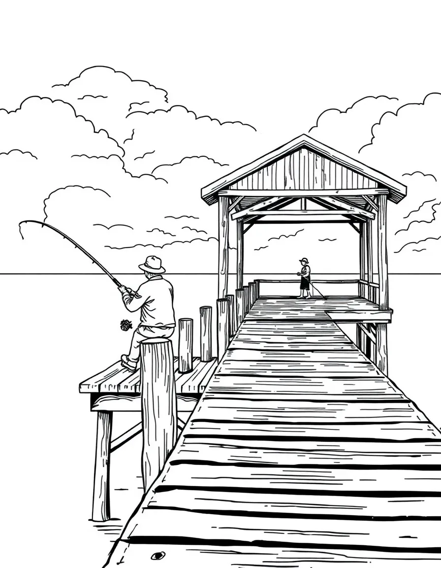 (South Carolina) Fishing off a wooden pier