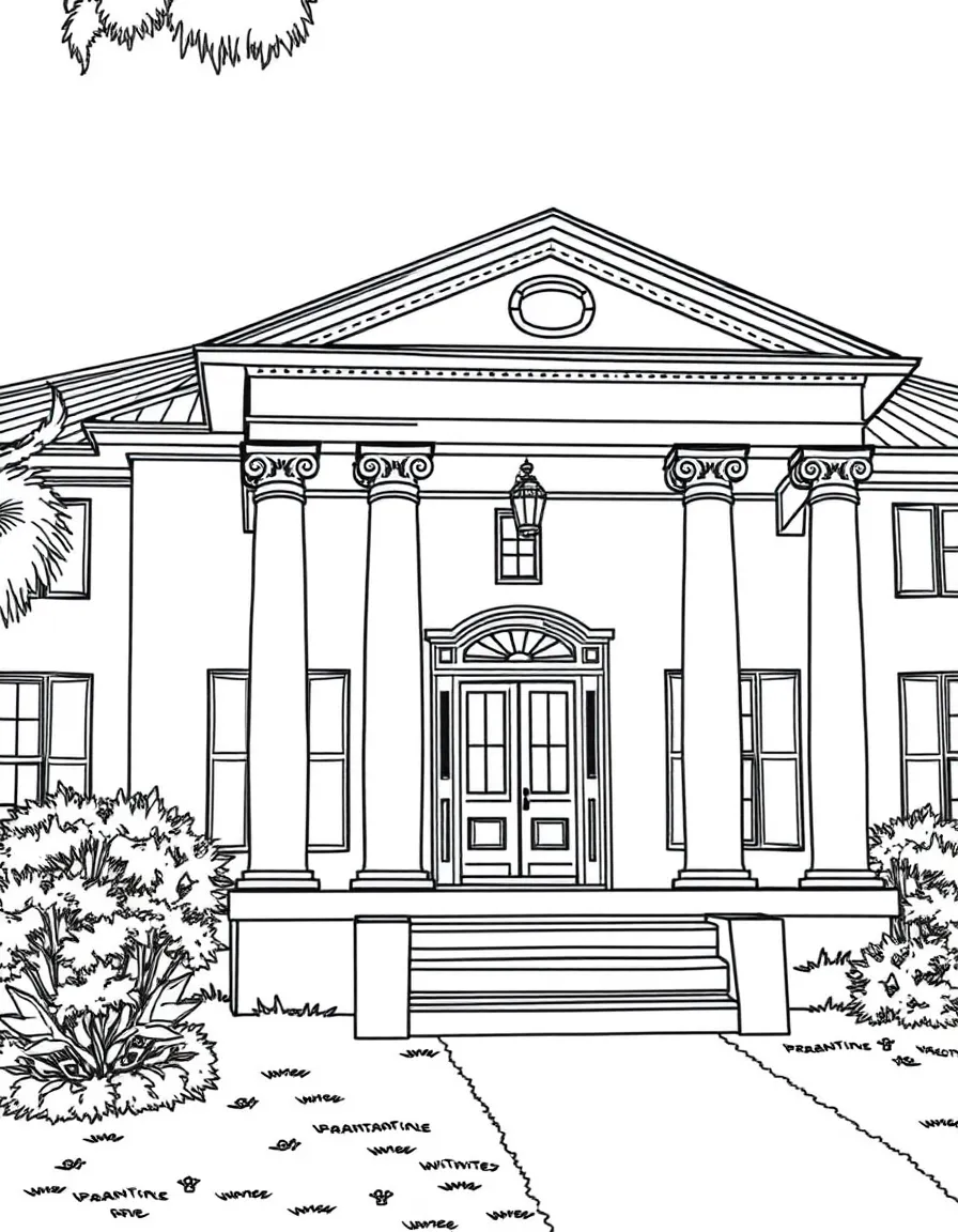 (South Carolina) Old plantation house with columns