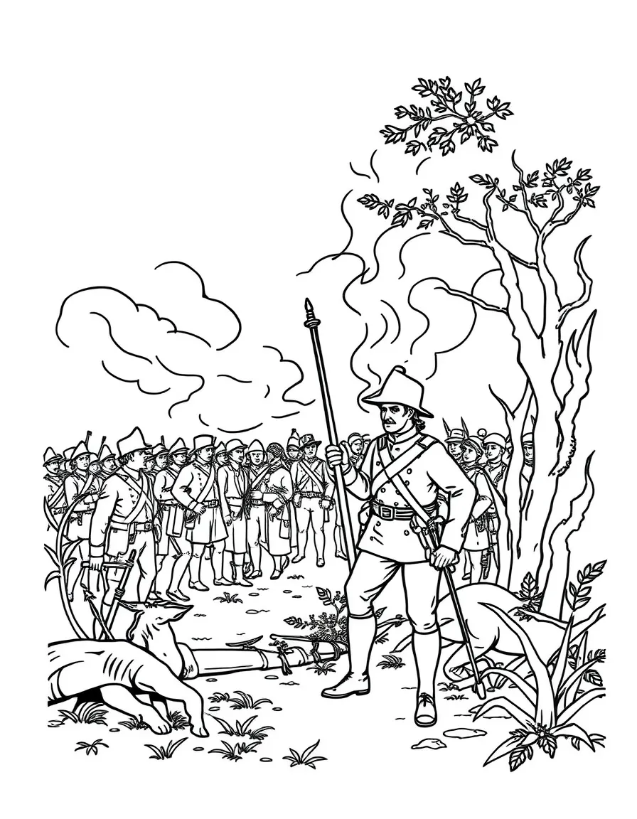 (South Carolina) A Revolutionary War scene with patriot soldier