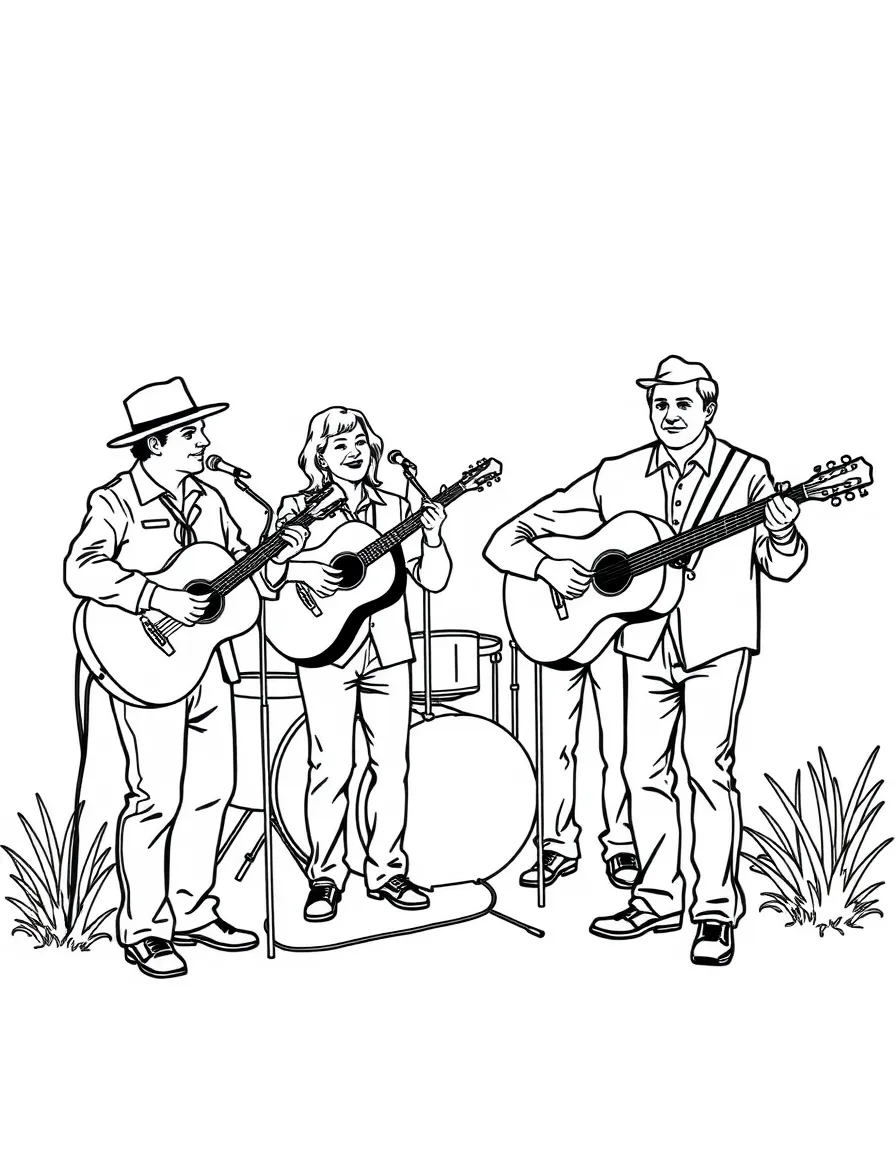 (South Carolina) A musical band playing bluegrass music