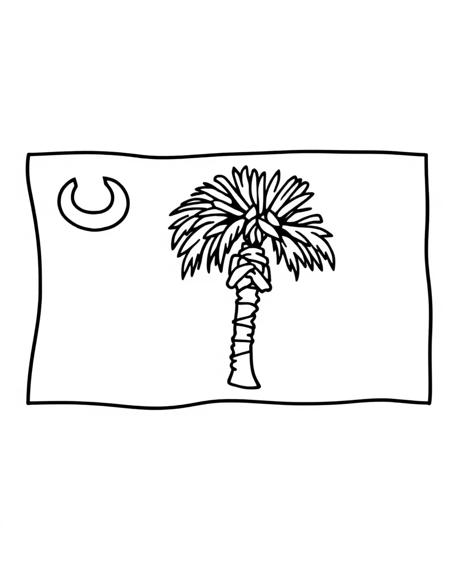 (South Carolina) Colonial flag with crescent and palm