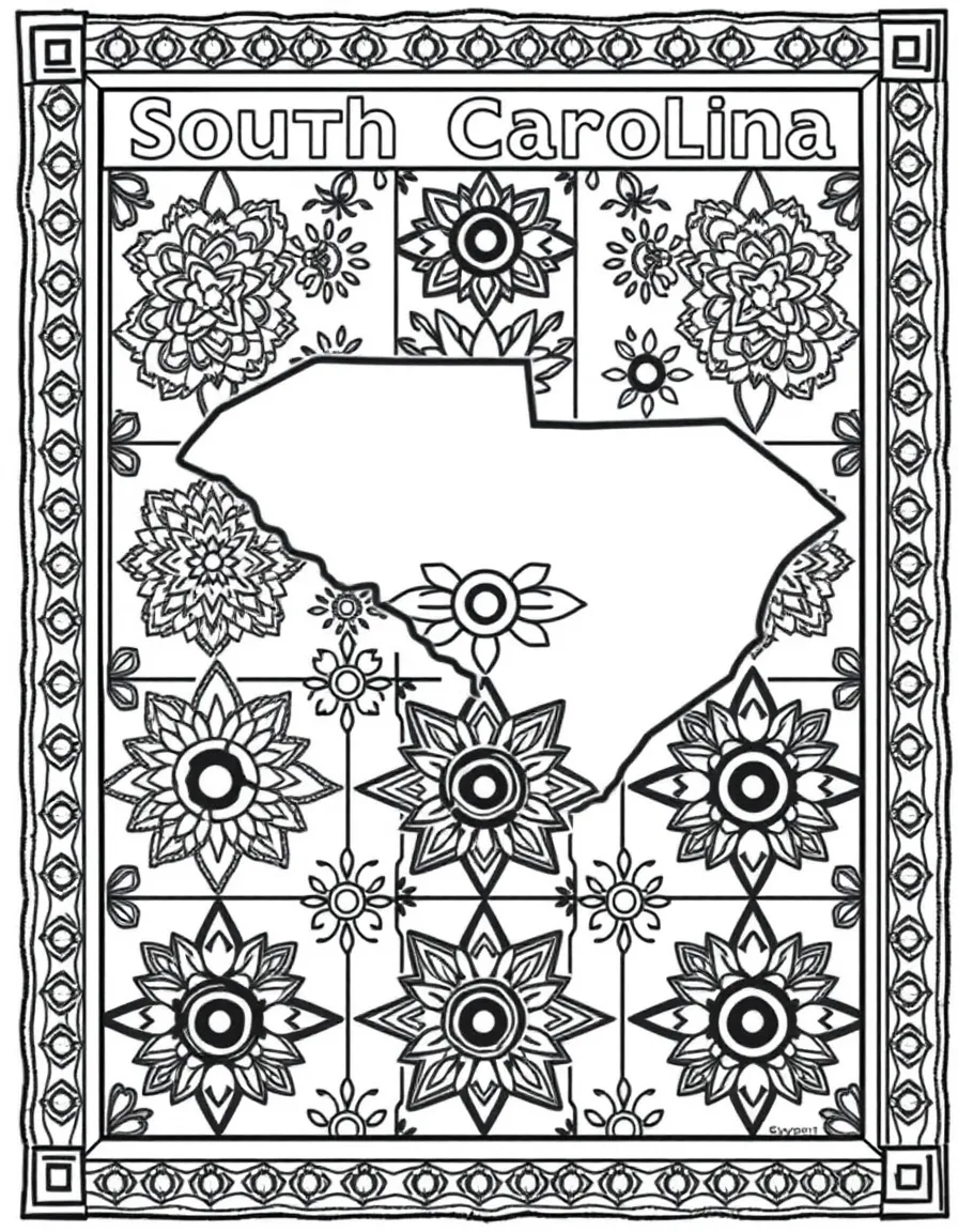 (South Carolina) A quilt with traditional patterns