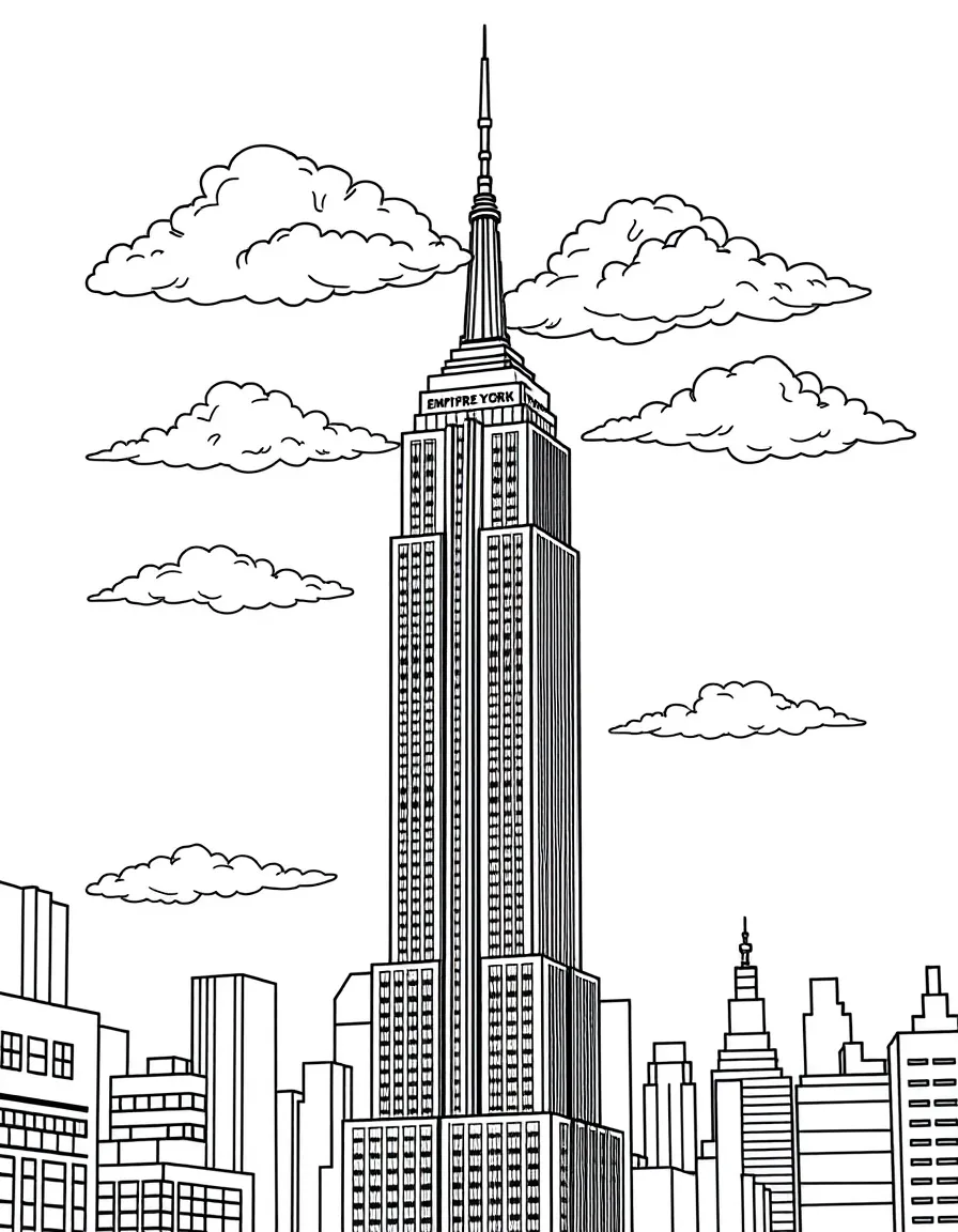 (New York) Empire State Building with clouds