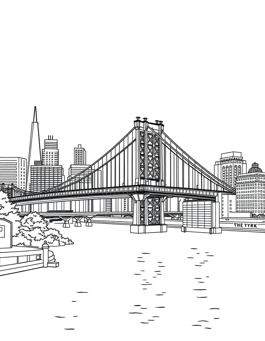 (New York) Brooklyn Bridge over the river