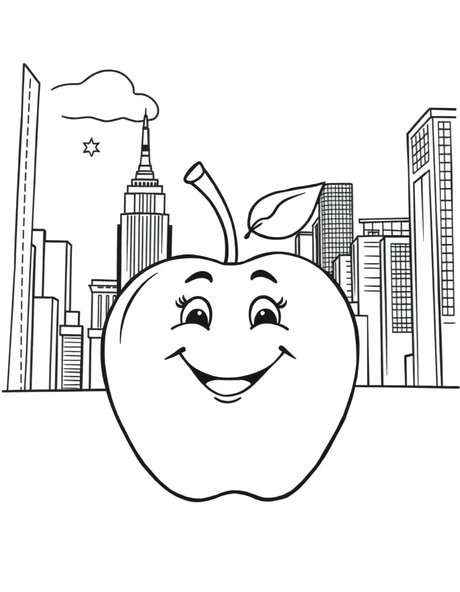 (New York) Big Apple with smiling face