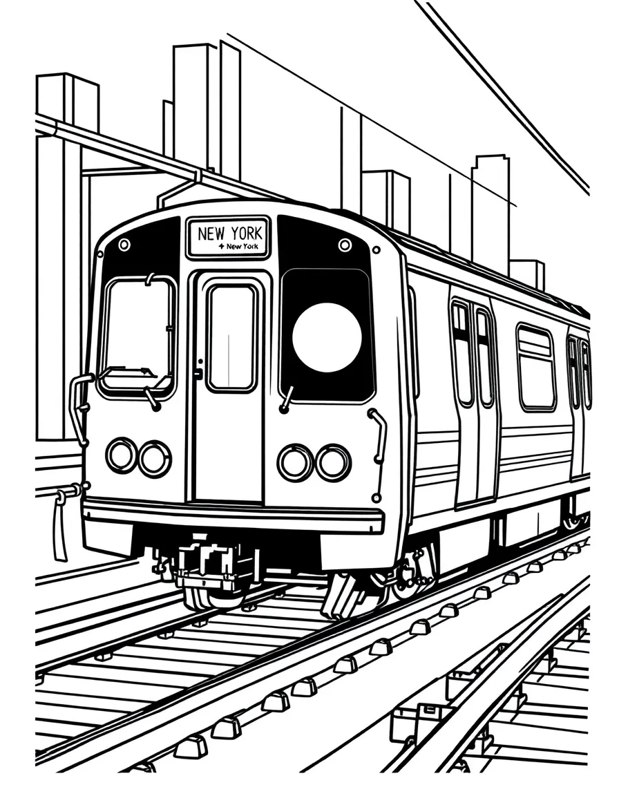 (New York) New York subway train with tracks