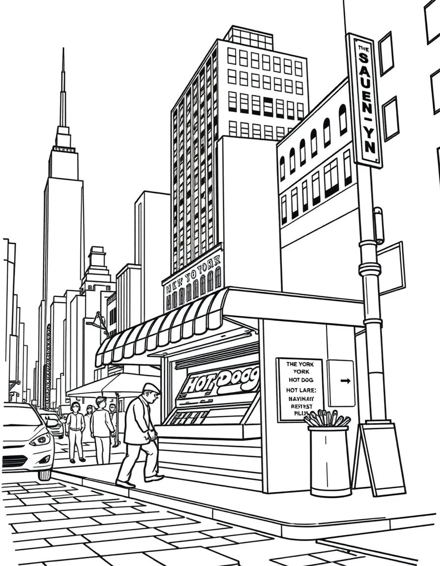 (New York) Hot dog stand in the city