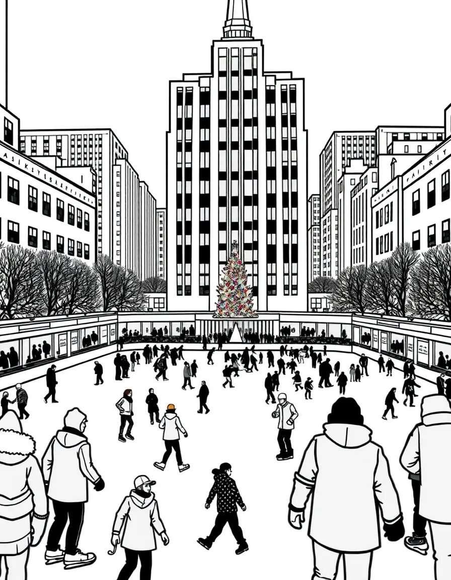 (New York) Ice skating in Rockefeller Center