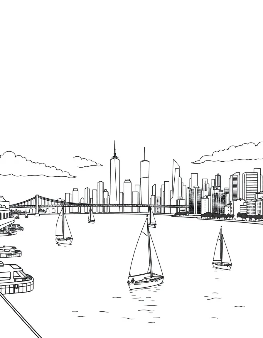 (New York) Hudson River with sailboats