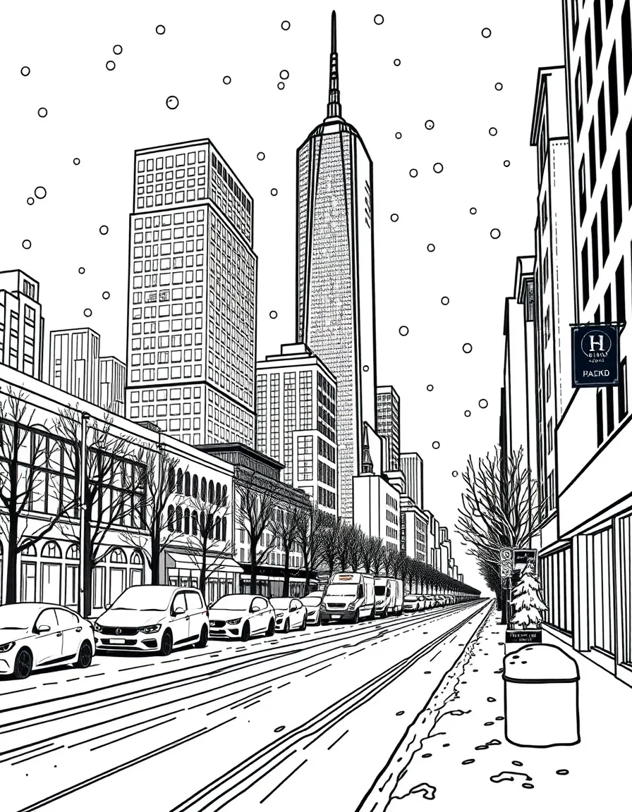 (New York) Snowy winter scene in the city