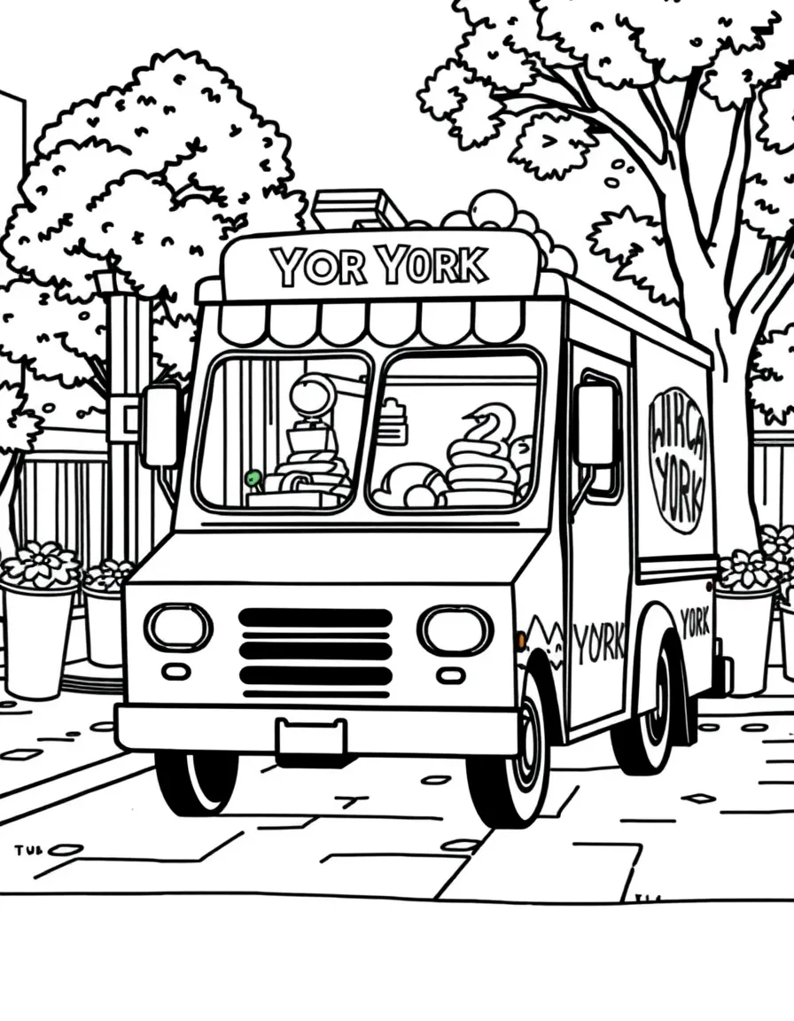 (New York) Ice cream truck in the neighborhood