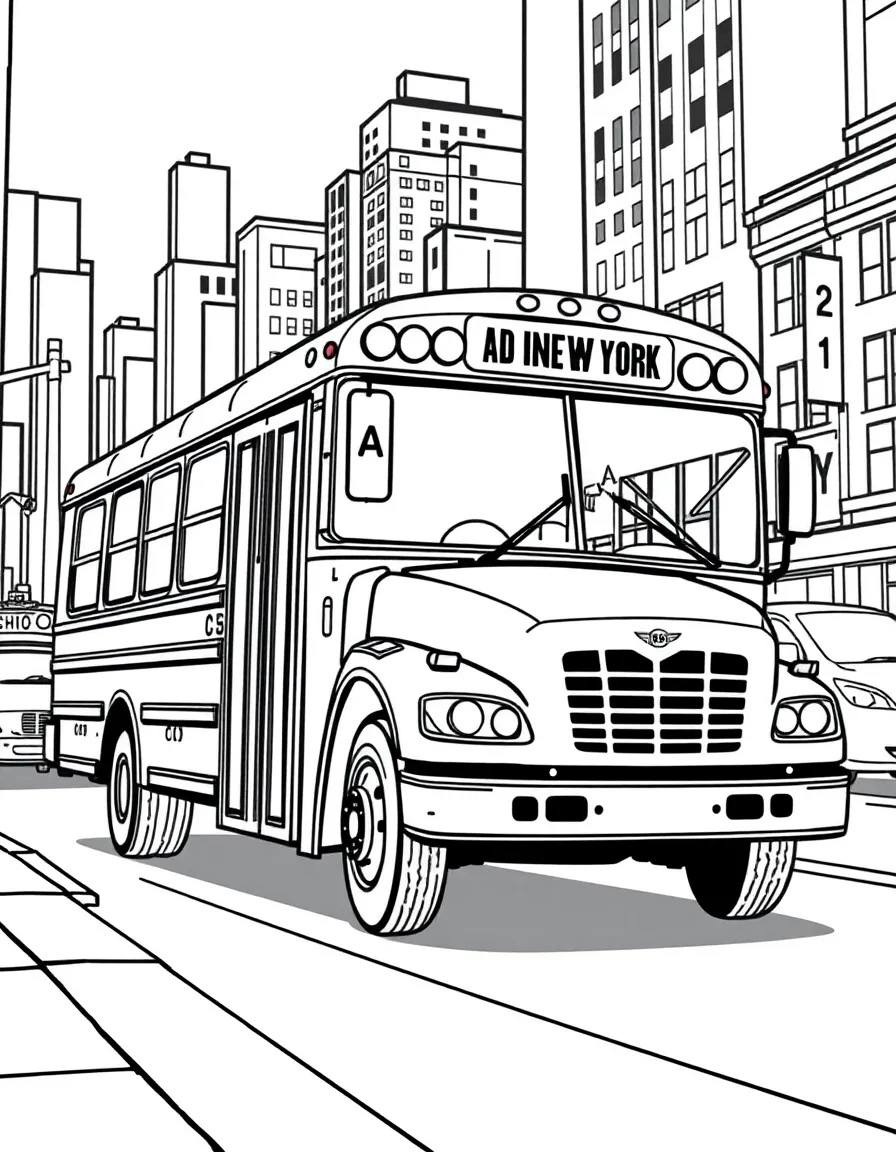 (New York) School bus driving through NYC