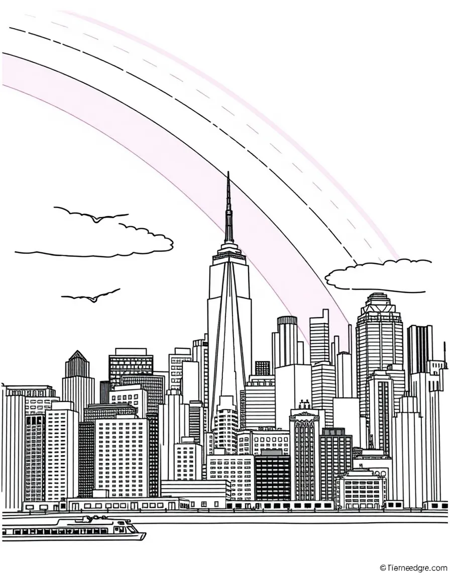 (New York) Rainbow over the Manhattan skyline