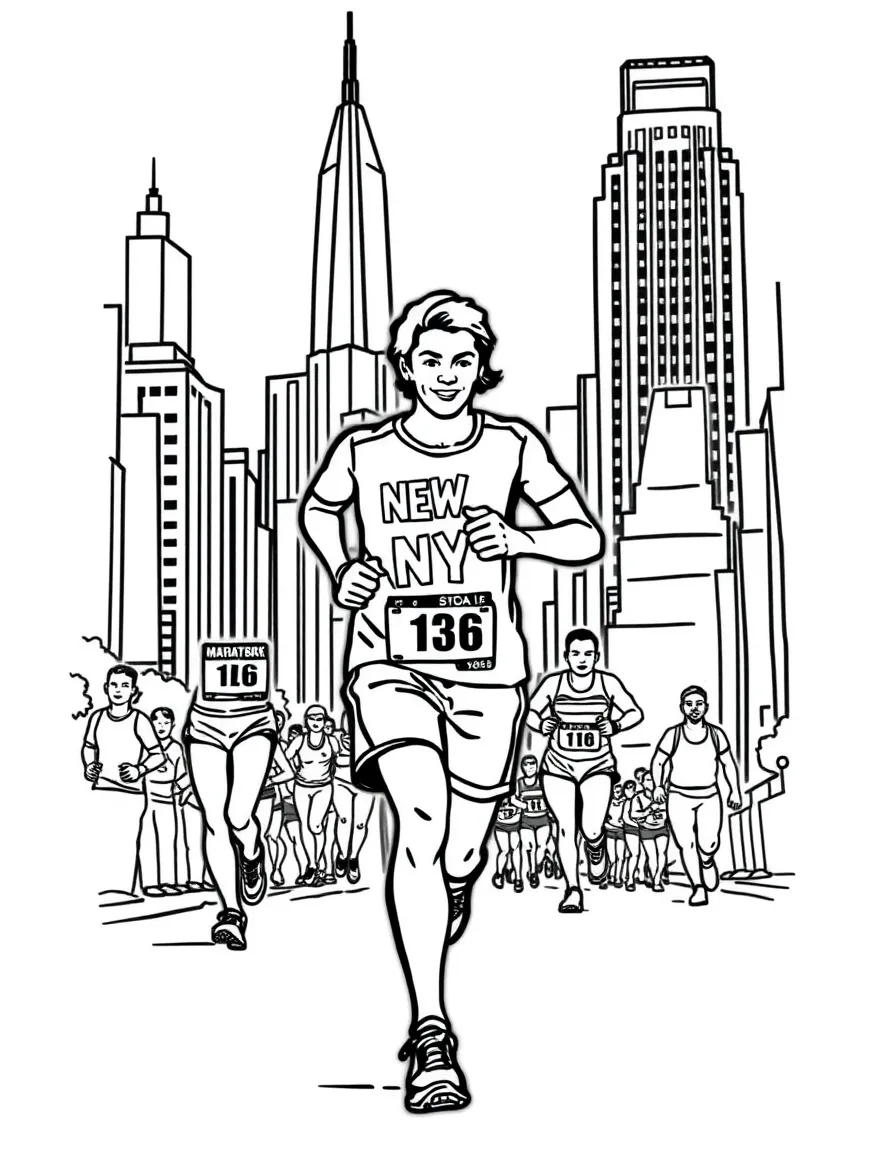 (New York) NY marathon runner with number tag