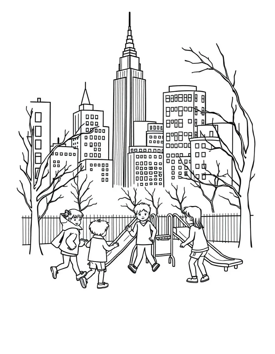 (New York) Kids playing in a New York playground