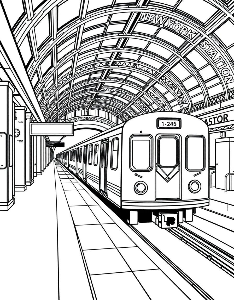 (New York) Train arriving at Penn Station