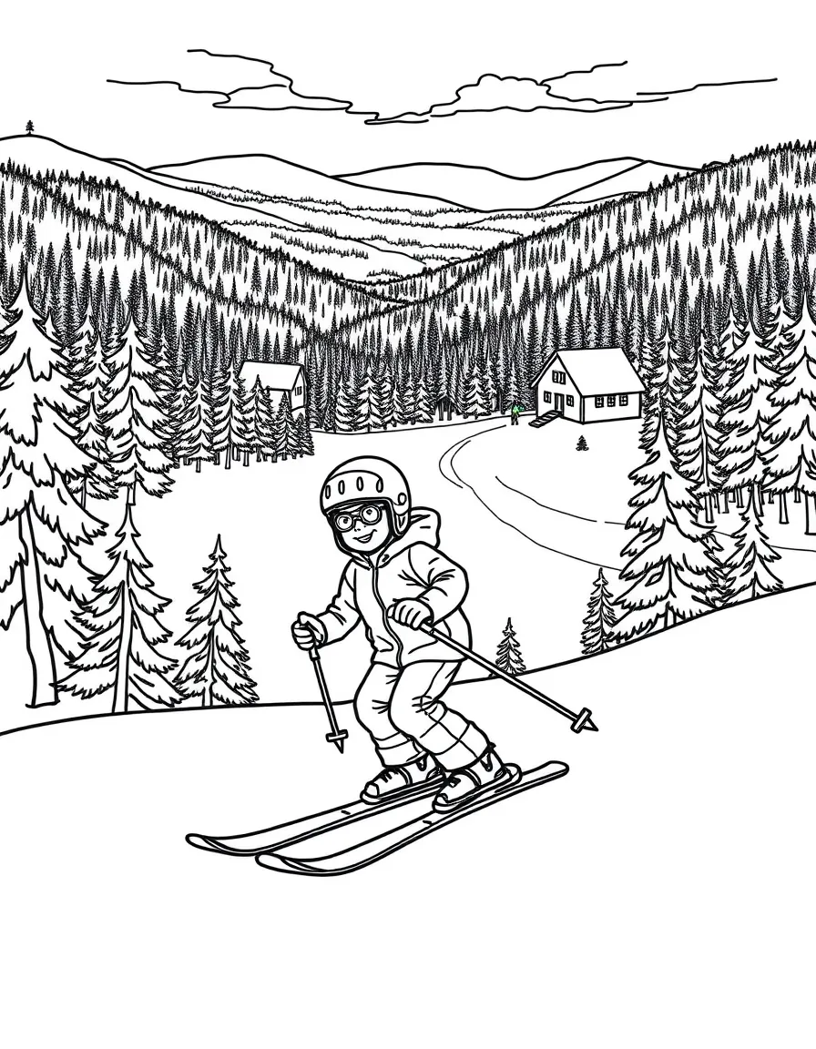 (New Hampshire) A child skiing at a New Hampshire ski resort