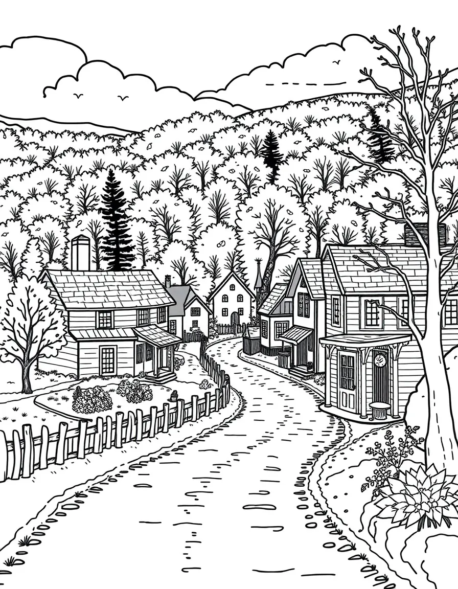 (New Hampshire) A quaint New England village in fall