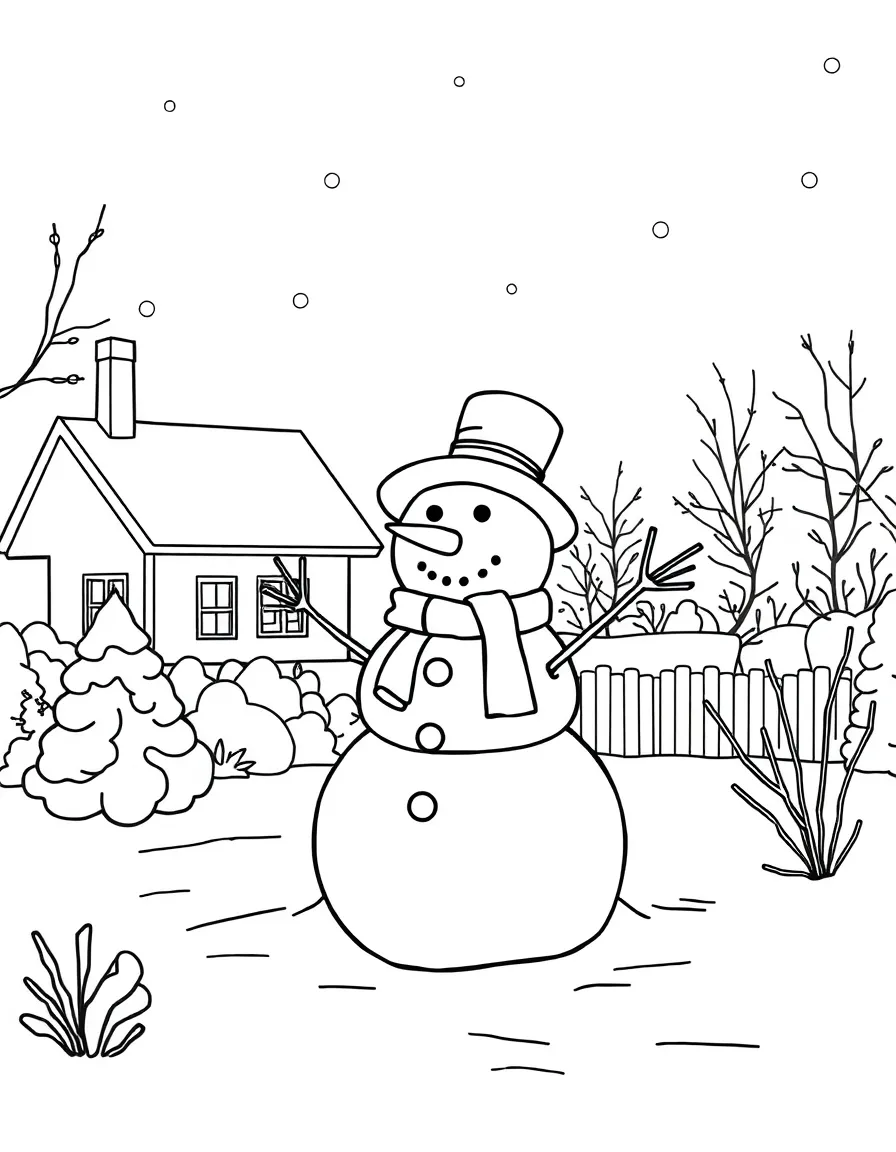 (New Hampshire) A snowman in a snowy New Hampshire yard