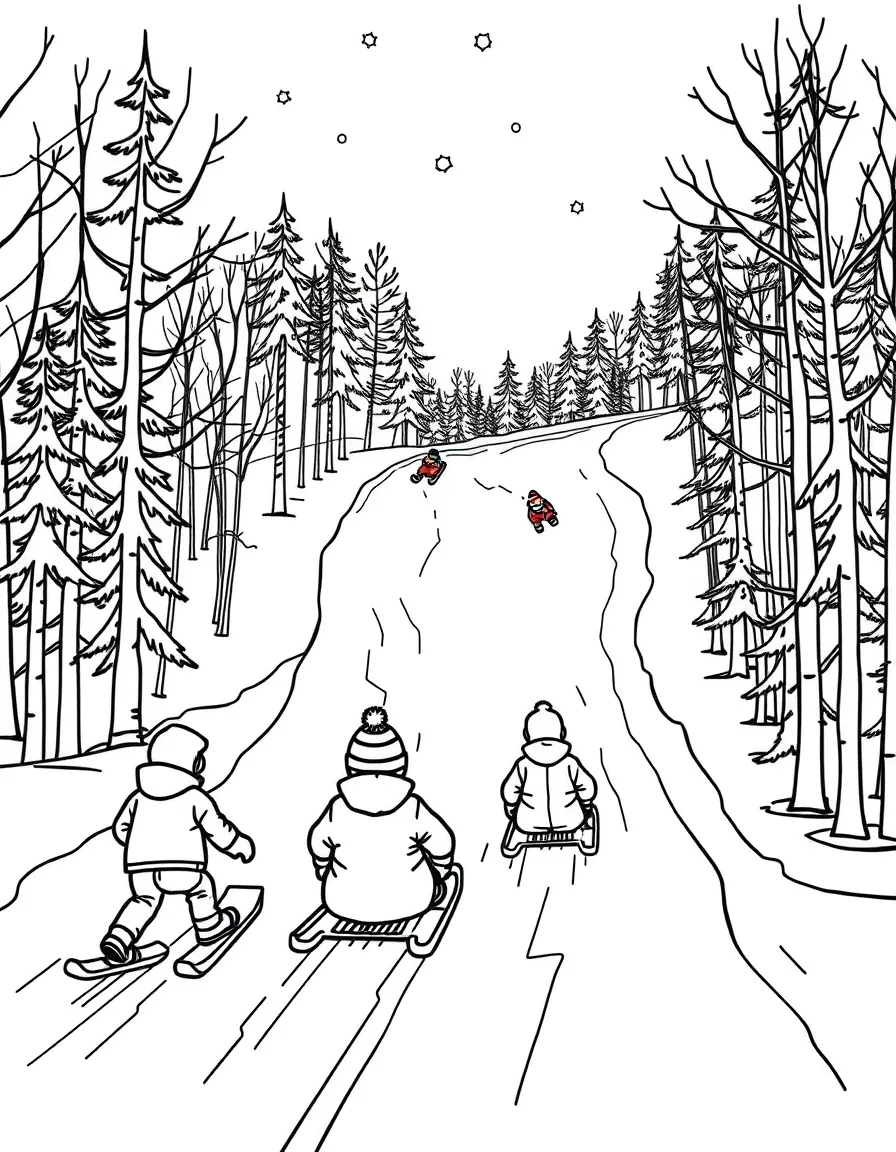 (New Hampshire) A sledding hill with kids and sleds