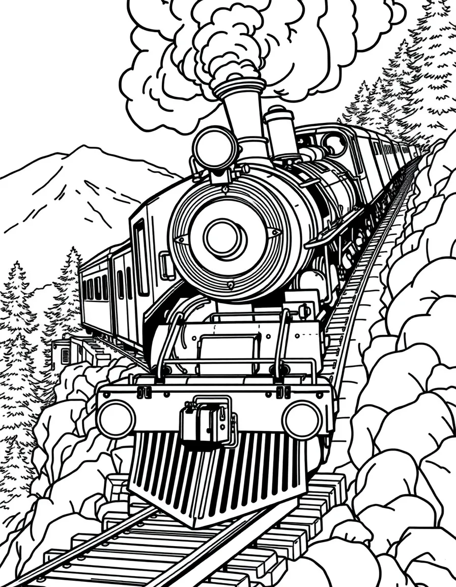 (New Hampshire) A steam train climbing the Cog Railway