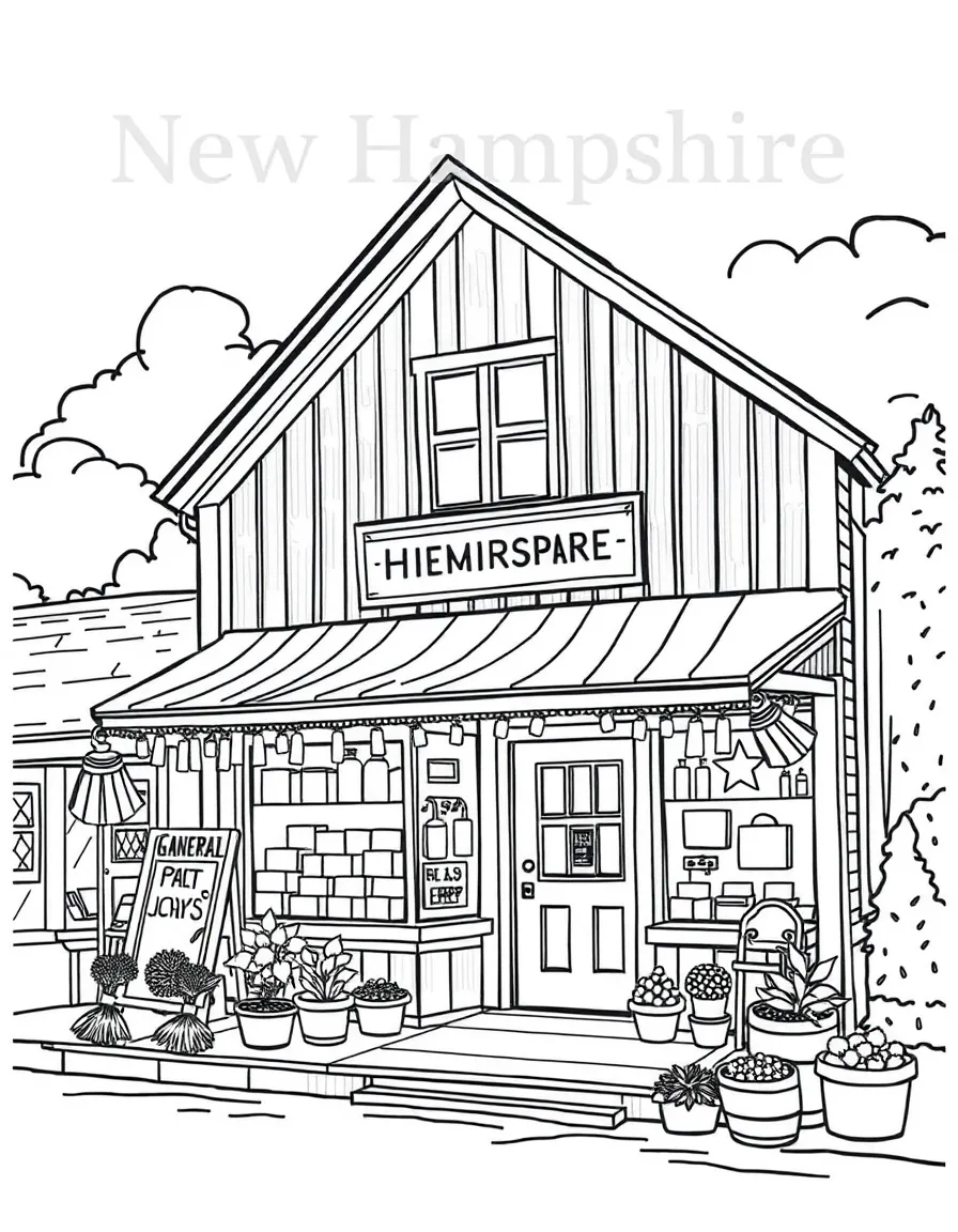 (New Hampshire) A quaint general store in a small town