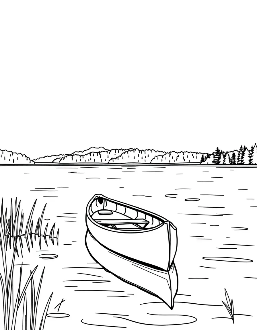 (New Hampshire) A canoe on a quiet New Hampshire lake