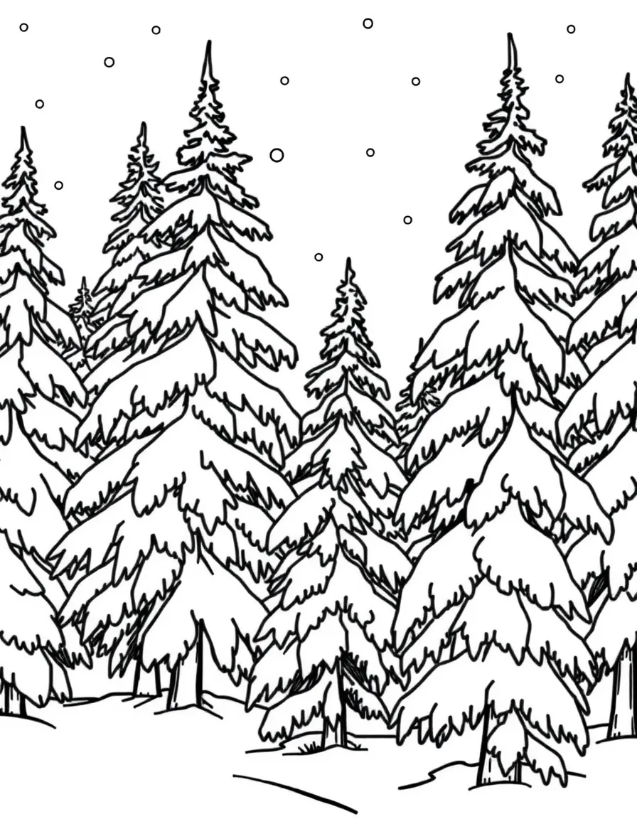 (New Hampshire) Snow-covered pine trees in winter