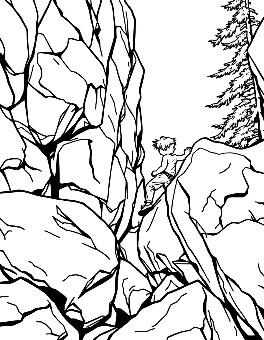 (New Hampshire) A kid climbing on big granite rocks