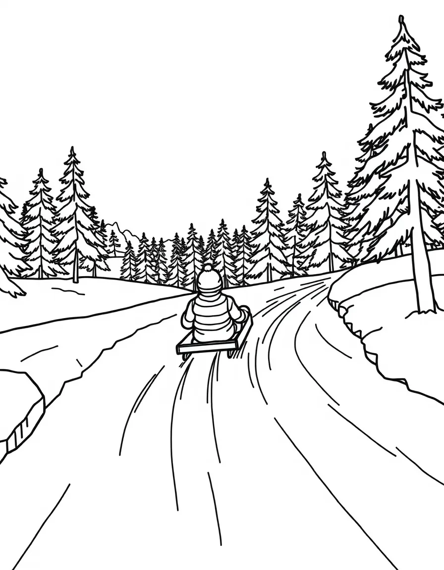 (New Hampshire) A toboggan ride down a snowy hill