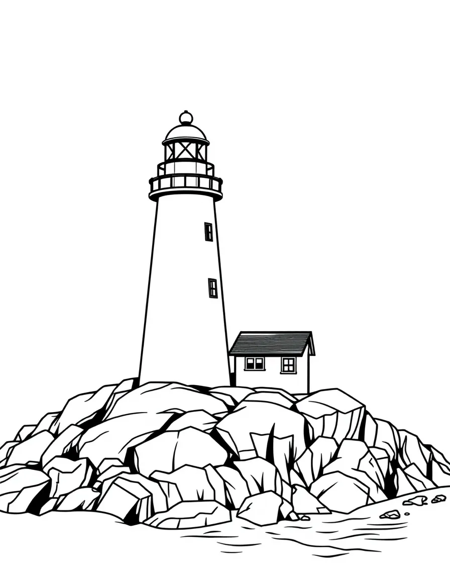 (Maine) A lighthouse on the rocky Maine coast