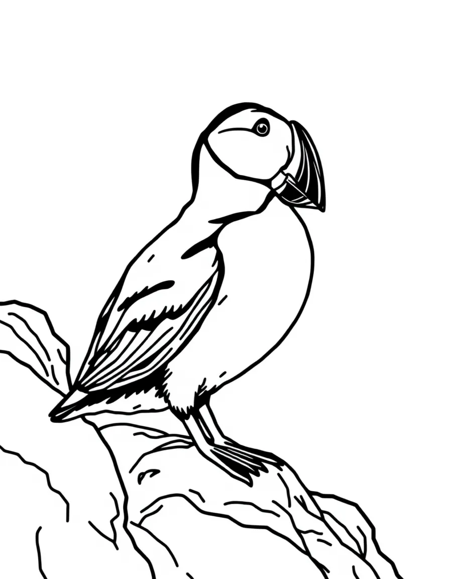 (Maine) A puffin on a cliff