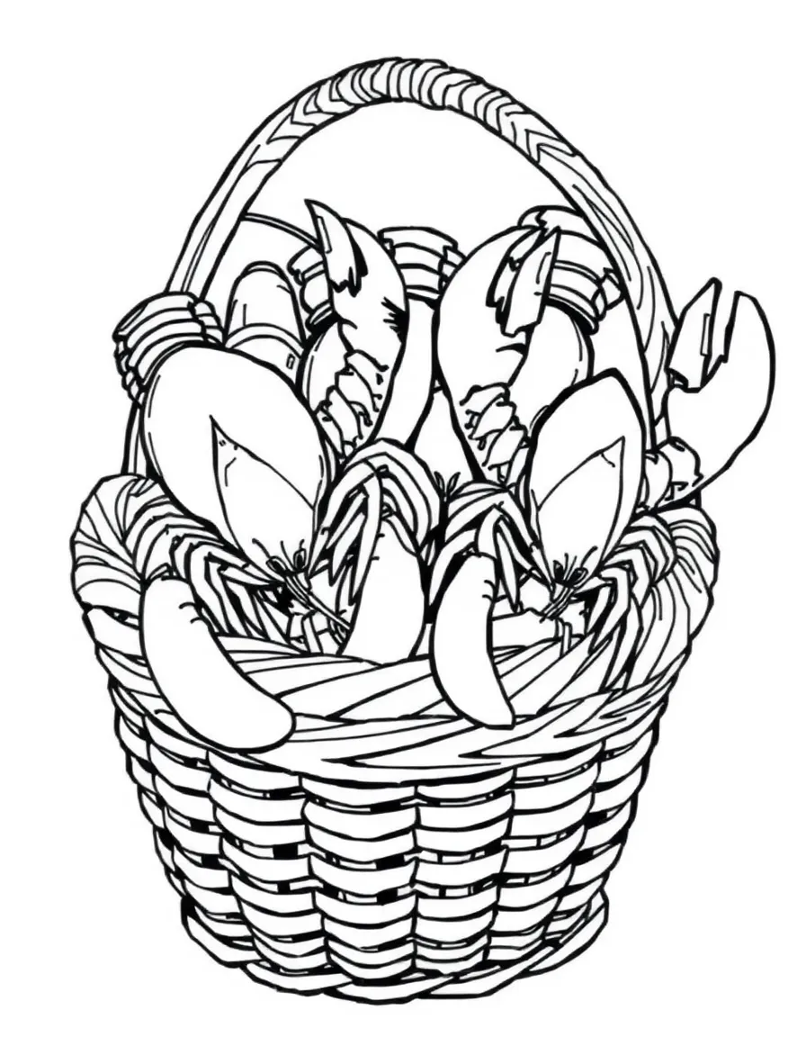 (Maine) A basket of fresh Maine lobsters