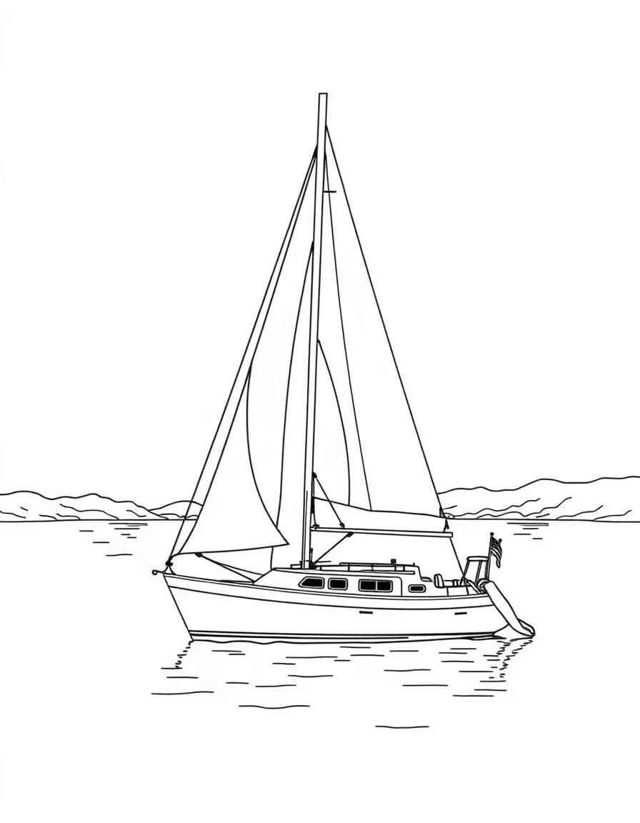 (Maine) A sailboat in Casco Bay