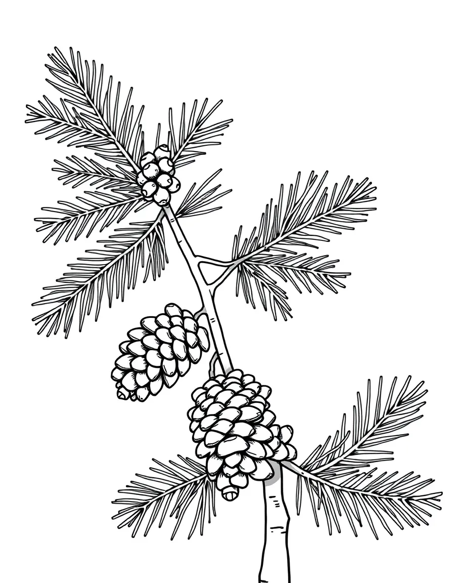 (Maine) A Maine pine tree with pinecones