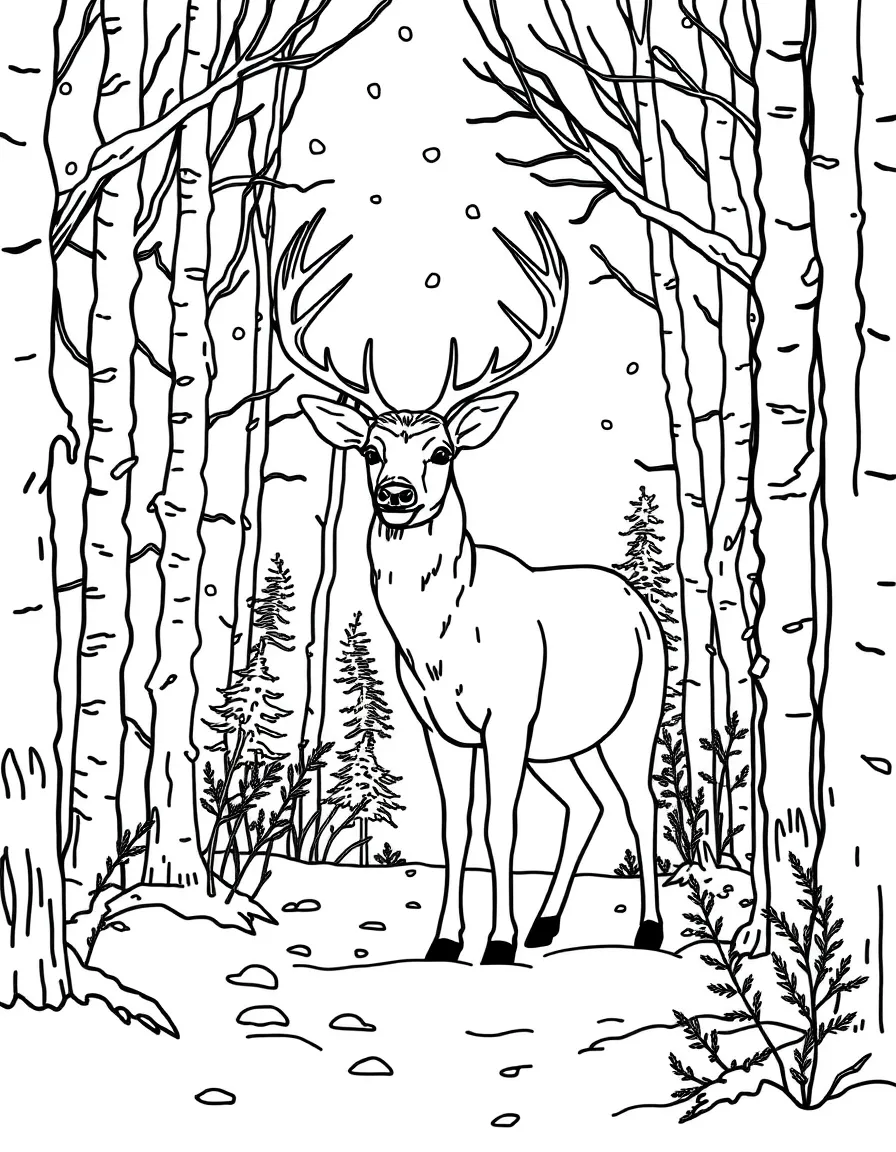 (Maine) A deer in the snowy woods