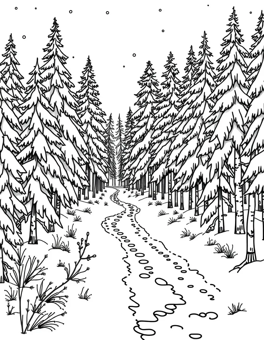 (Maine) A snow-covered forest in winter