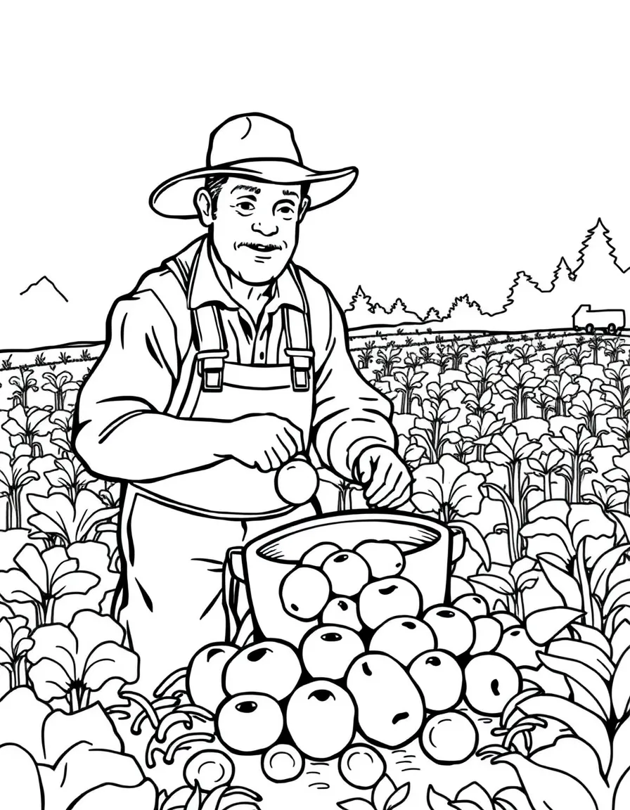 (Maine) A farmer harvesting potatoes
