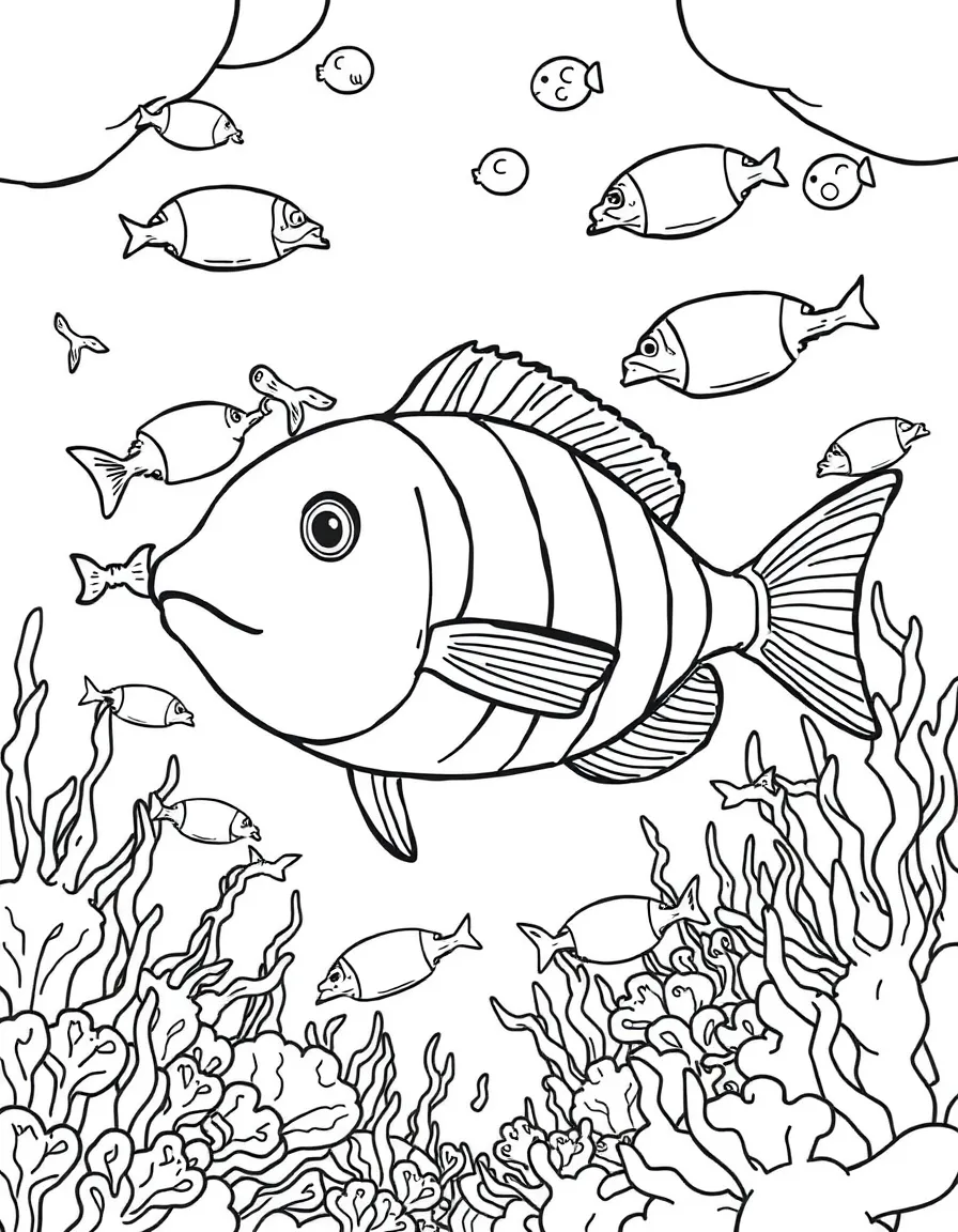 (Maine) A school of fish under the sea