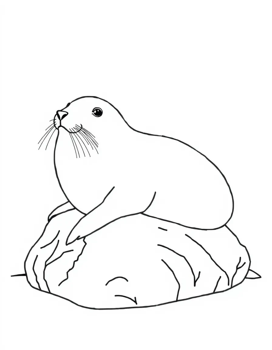 (Maine) A harbor seal resting on a rock