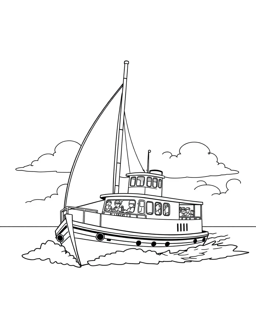 (Maine) A ferry boat taking passengers
