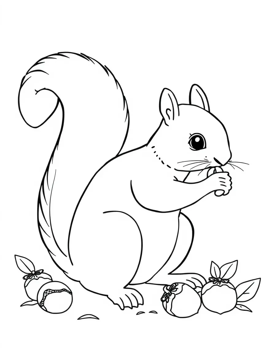 (Maine) A squirrel collecting acorns