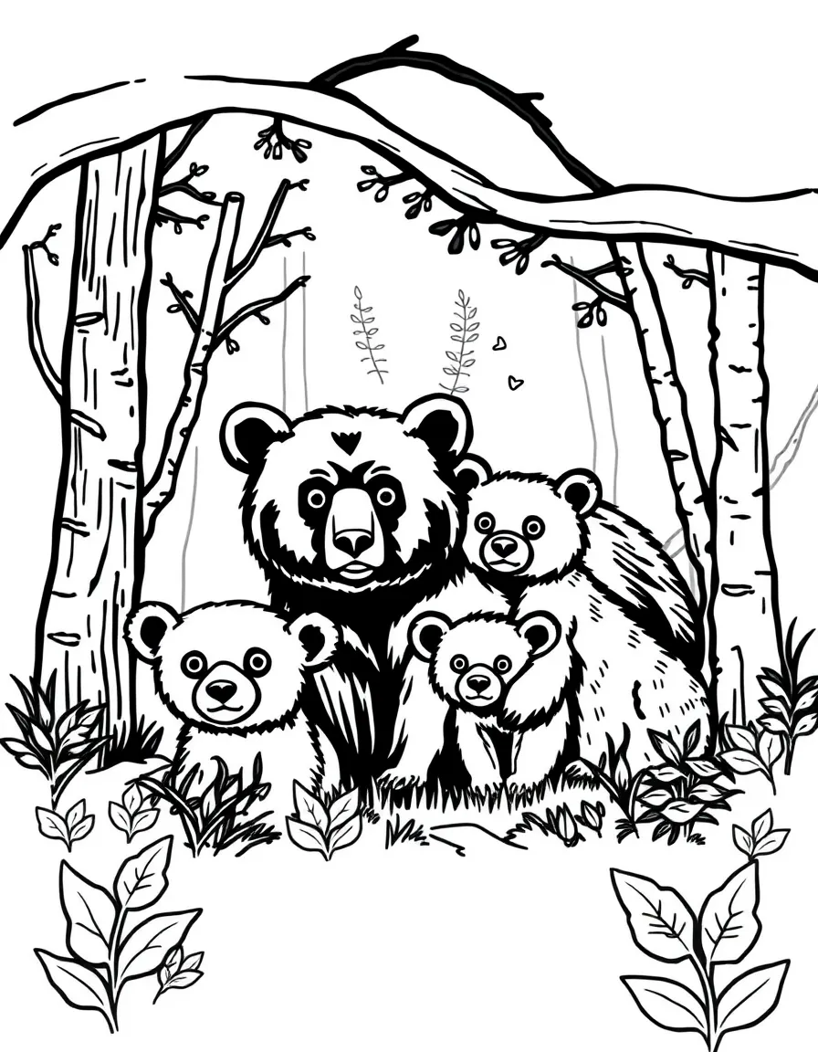 (West Virginia) A black bear family in the woods