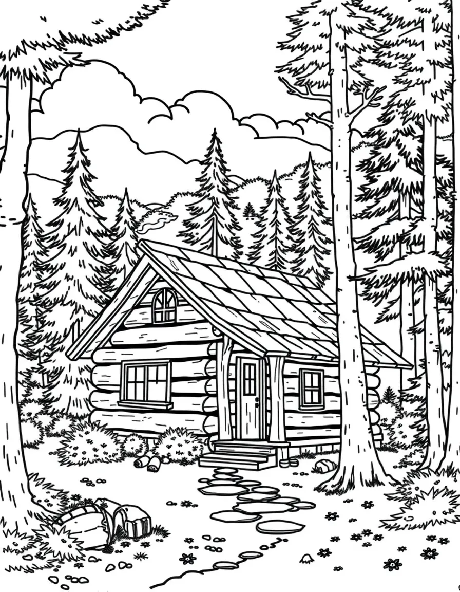 (West Virginia) A log cabin in the forest